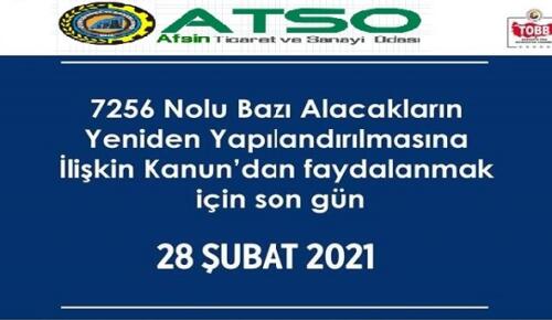ATSO Üye Aidat Borç Yapılandırmada Son Gün 28 Şubat!