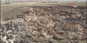 Devasa göçük ve yarıklar böyle görüntülendi